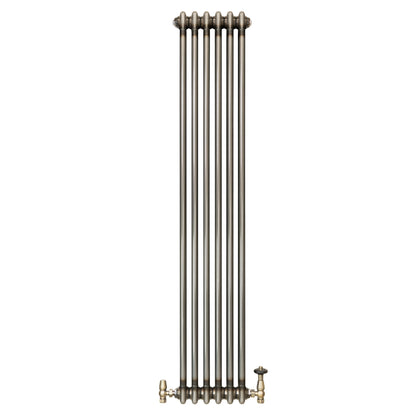 Traditional 2 Column Radiator & Valves – 1500mm x 290mm - Raw Metal