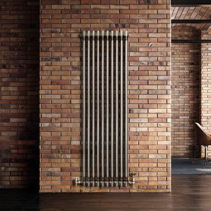Traditional 2 Column Radiator & Valves – 1500mm x 470mm - Raw Metal