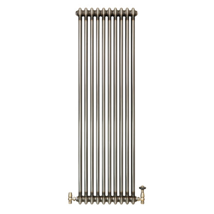 Traditional 2 Column Radiator & Valves – 1500mm x 470mm - Raw Metal