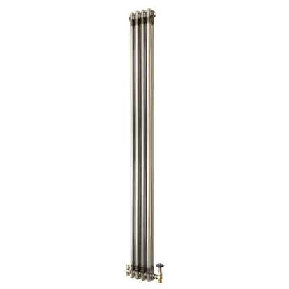 Traditional 2 Column Radiator & Valves - 1800 x 200mm - Raw Metal