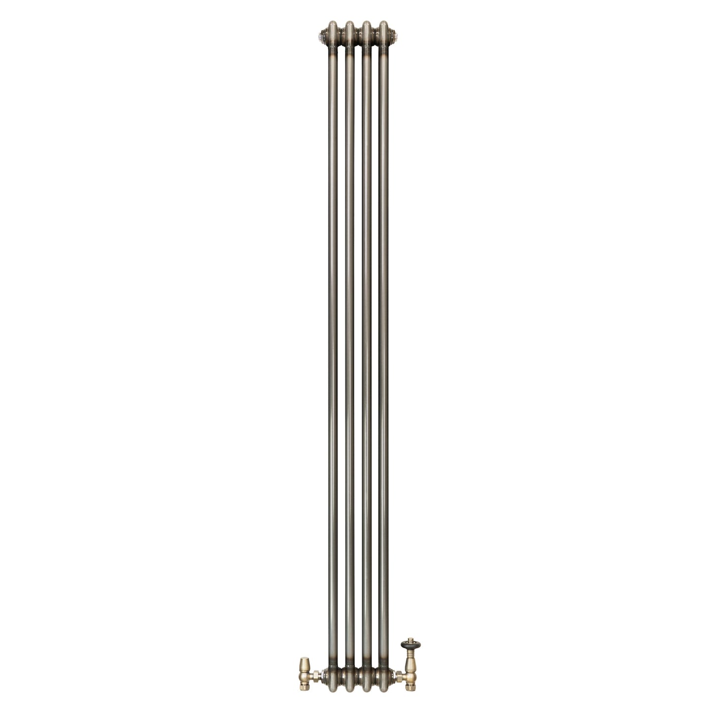Traditional 2 Column Radiator & Valves - 1800 x 200mm - Raw Metal
