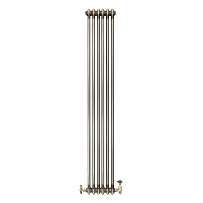Traditional 2 Column Radiator & Valves – 1800mm x 290mm - Raw Metal