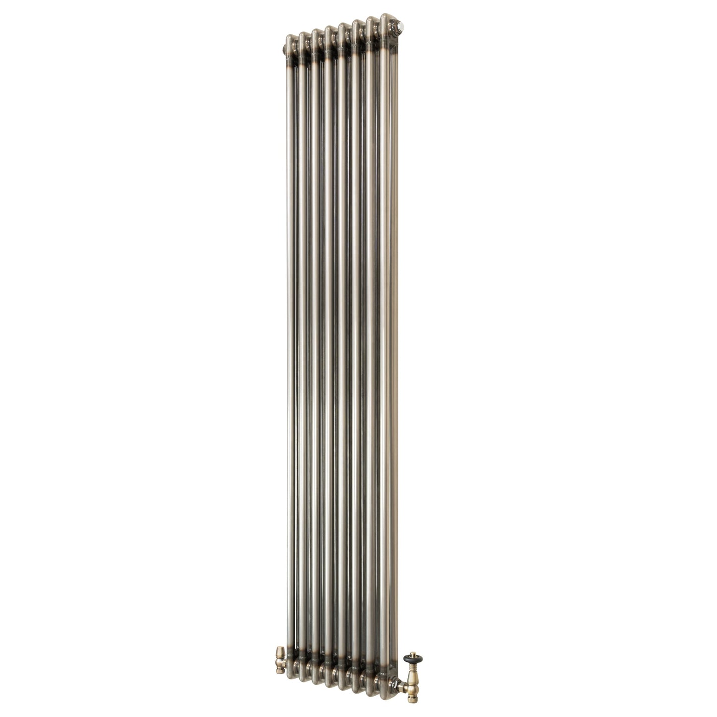 Traditional 2 Column Radiator & Valves – 1800mm x 380mm - Raw Metal