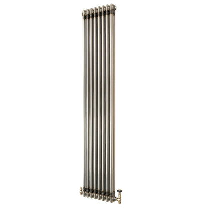 Traditional 2 Column Radiator & Valves – 1800mm x 380mm - Raw Metal