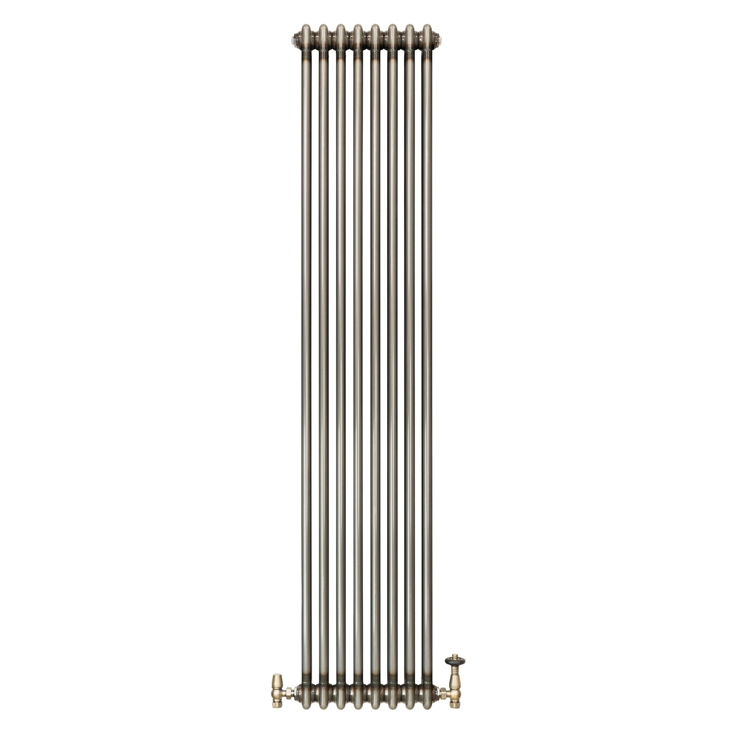 Traditional 2 Column Radiator & Valves – 1800mm x 380mm - Raw Metal