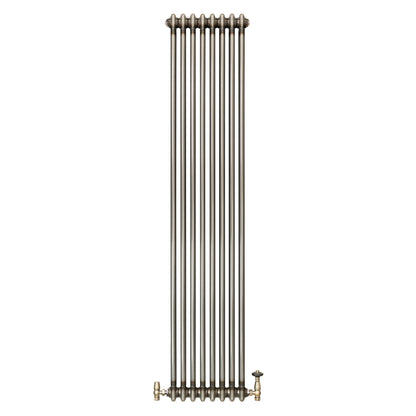 Traditional 2 Column Radiator & Valves – 1800mm x 380mm - Raw Metal