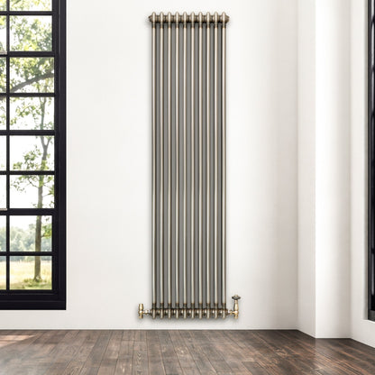 Traditional 2 Column Radiator & Valves – 1800mm x 470mm - Raw Metal