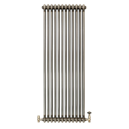 Traditional 2 Column Radiator & Valves - 1800mm x 560mm - Raw Metal