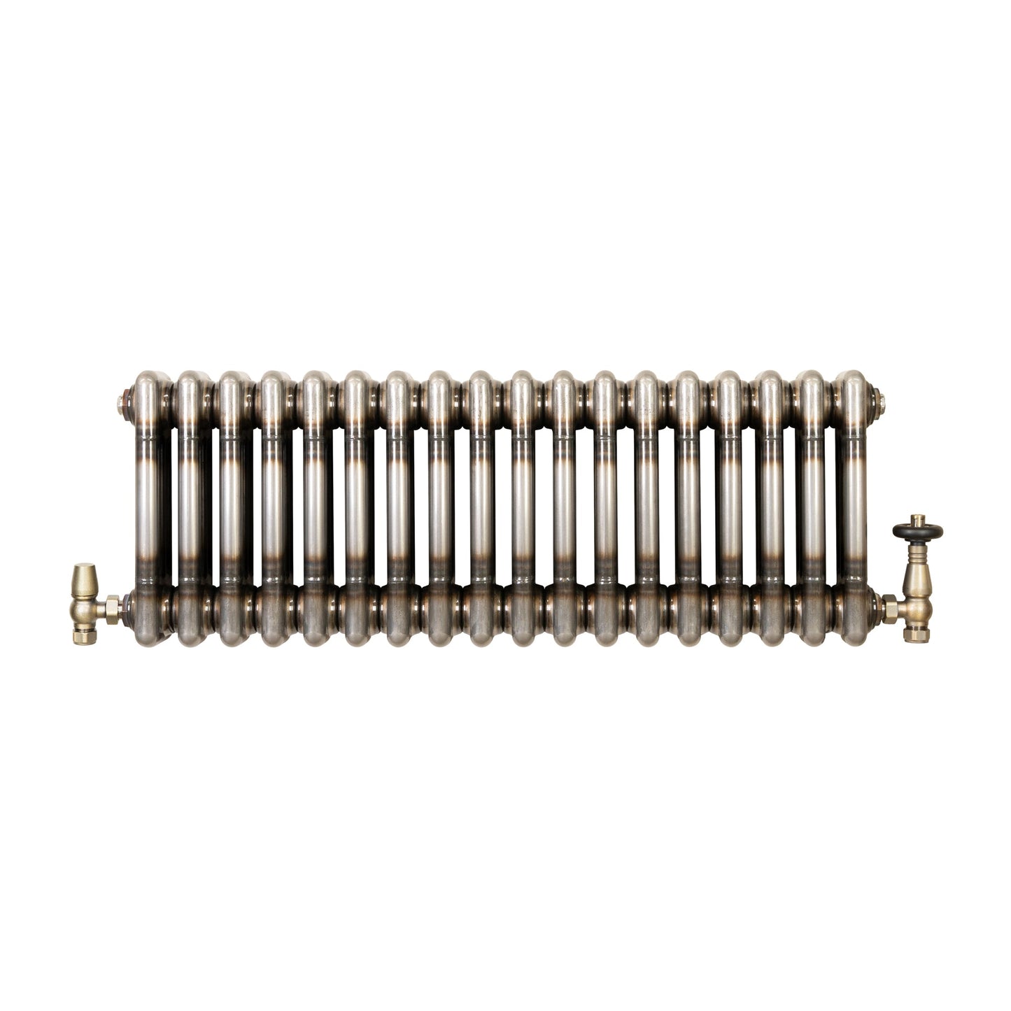 Traditional 3 Column Radiator & Valves – 300mm x 830mm - Raw Metal