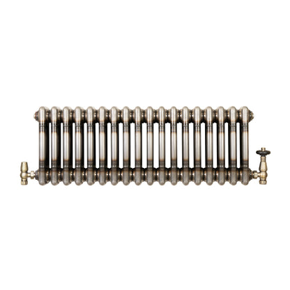 Traditional 3 Column Radiator & Valves – 300mm x 830mm - Raw Metal