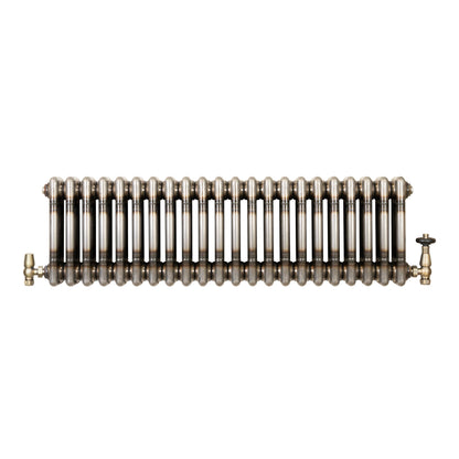 Traditional 3 Column Radiator & Valves – 300mm x 1010mm - Raw Metal