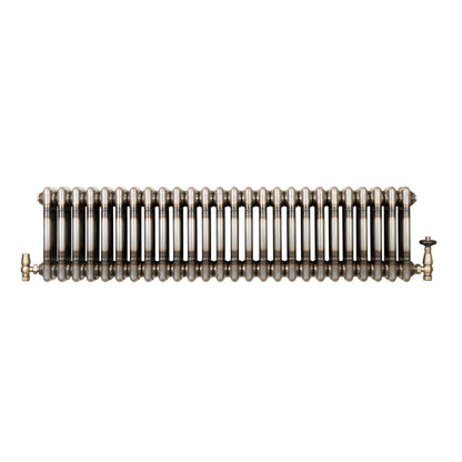 Traditional 3 Column Radiator & Valves – 300mm x 1190mm - Raw Metal