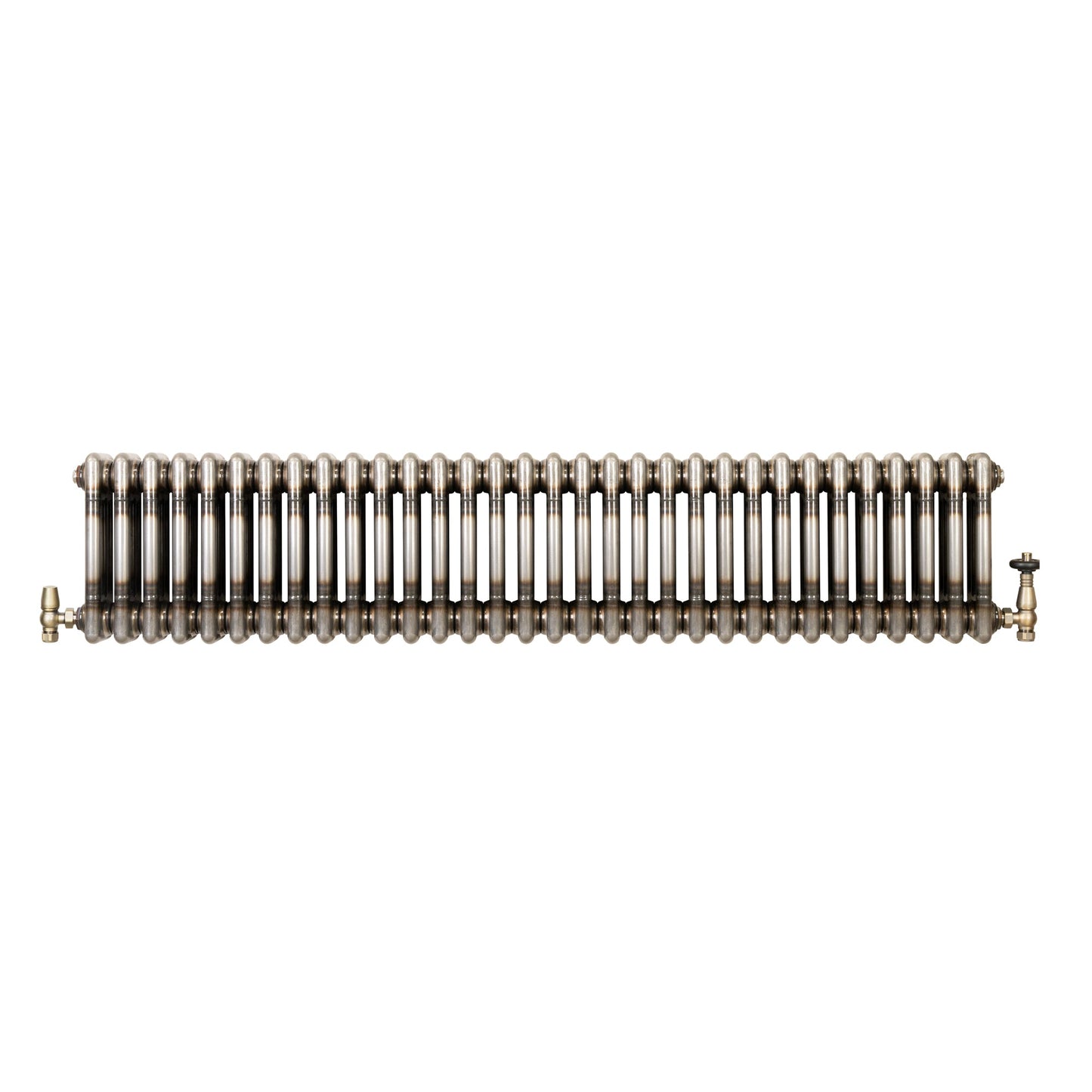 Traditional 3 Column Radiator & Valves - 300mm x 1460mm - Raw Metal
