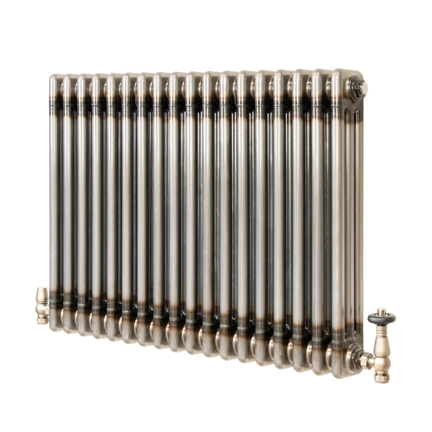 Traditional 3 Column Radiator & Valves – 600mm x 830mm - Raw Metal