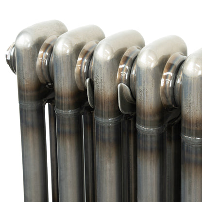 Traditional 3 Column Radiator & Valves – 600mm x 830mm - Raw Metal