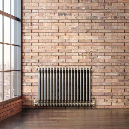 Traditional 3 Column Radiator & Valves – 600mm x 830mm - Raw Metal