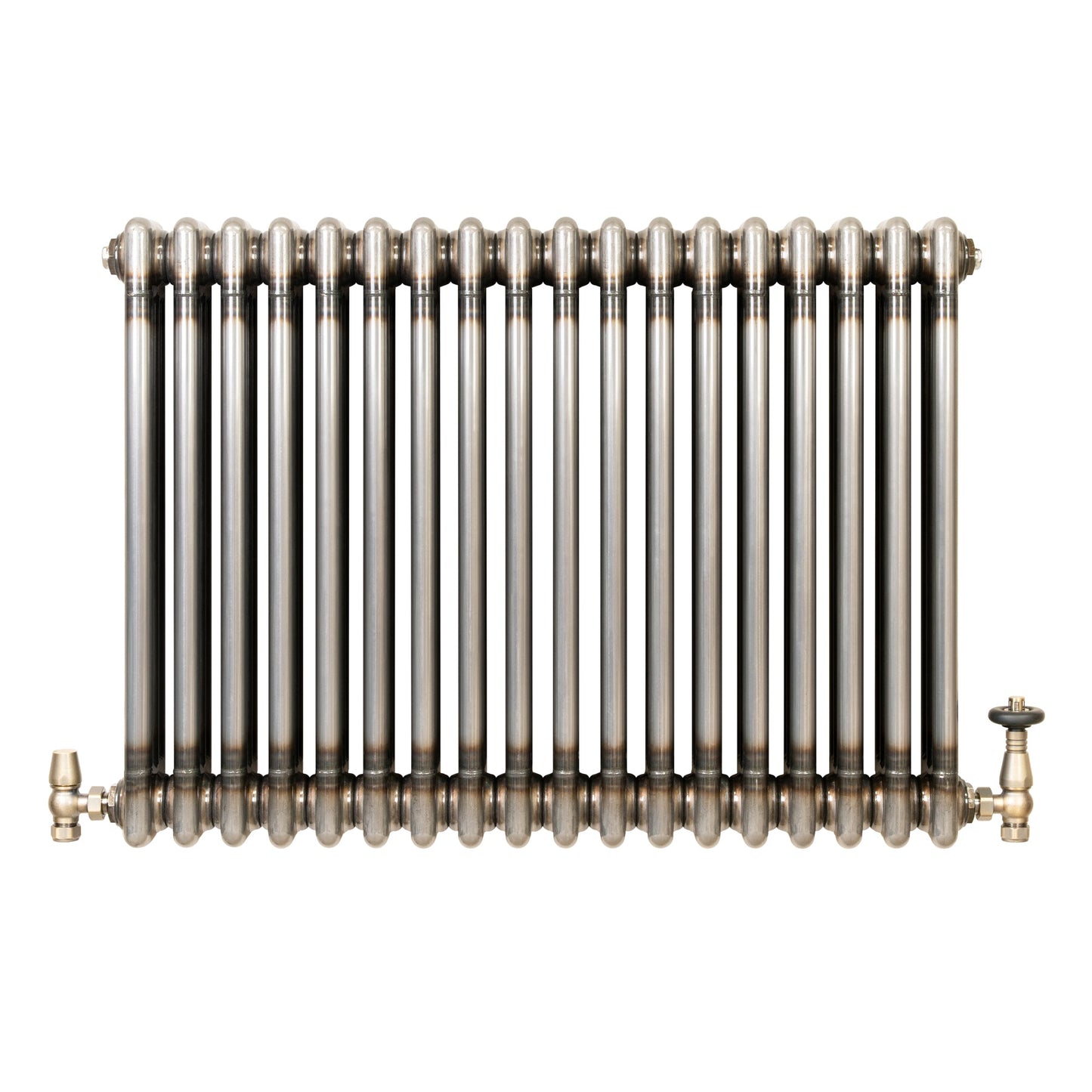 Traditional 3 Column Radiator & Valves – 600mm x 830mm - Raw Metal