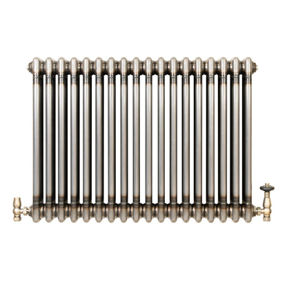 Traditional 3 Column Radiator & Valves – 600mm x 830mm - Raw Metal