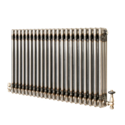 Traditional 3 Column Radiator & Valves – 600mm x 1010mm - Raw Metal