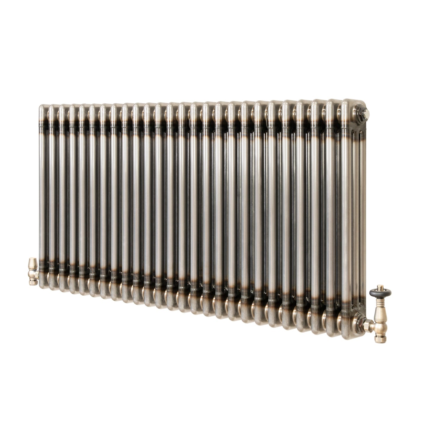 Traditional 3 Column Radiator & Valves – 600mm x 1190mm - Raw Metal