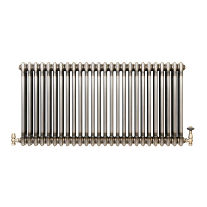 Traditional 3 Column Radiator & Valves – 600mm x 1190mm - Raw Metal