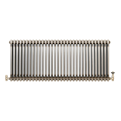 Traditional 3 Column Radiator & Valves – 600mm x 1460mm - Raw Metal