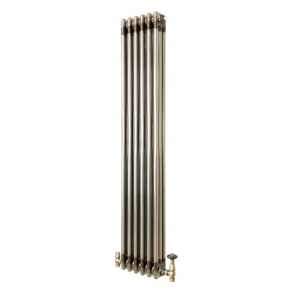 Traditional 3 Column Radiator & Valves – 1500mm x 290mm - Raw Metal