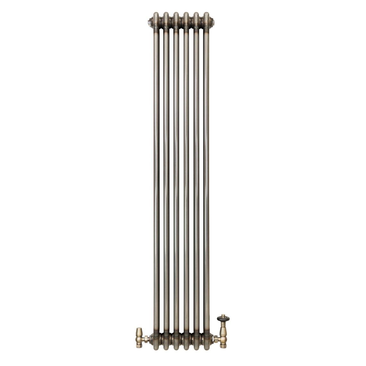 Traditional 3 Column Radiator & Valves – 1500mm x 290mm - Raw Metal