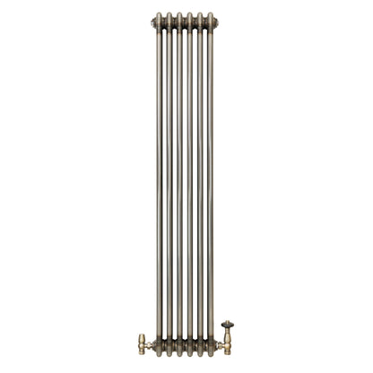 Traditional 3 Column Radiator & Valves – 1500mm x 290mm - Raw Metal