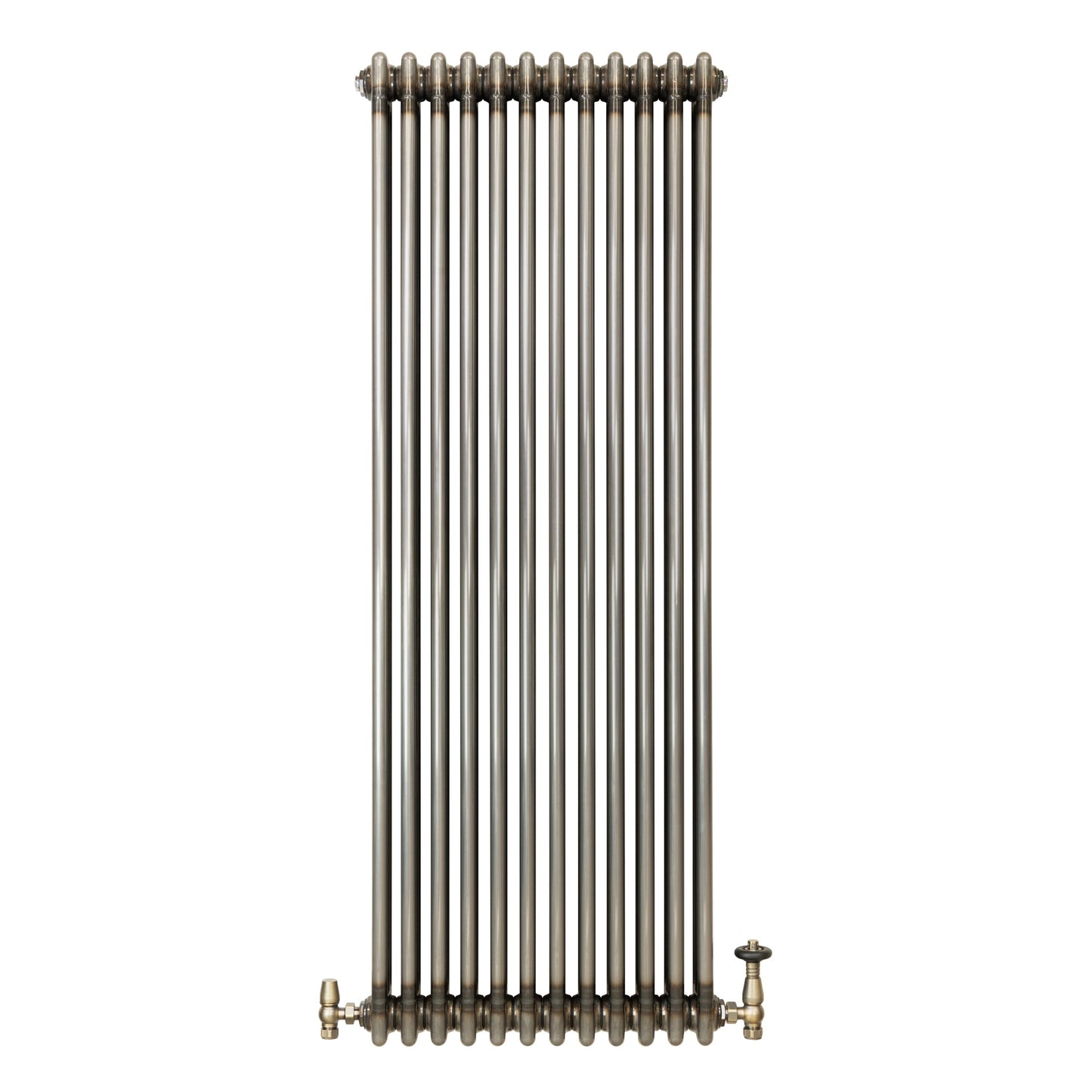 Traditional 3 Column Radiator & Valves – 1500mm x 560mm - Raw Metal