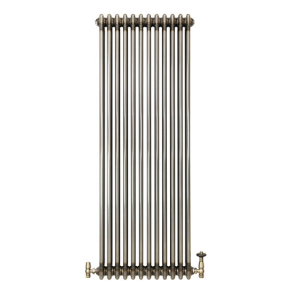 Traditional 3 Column Radiator & Valves – 1500mm x 560mm - Raw Metal