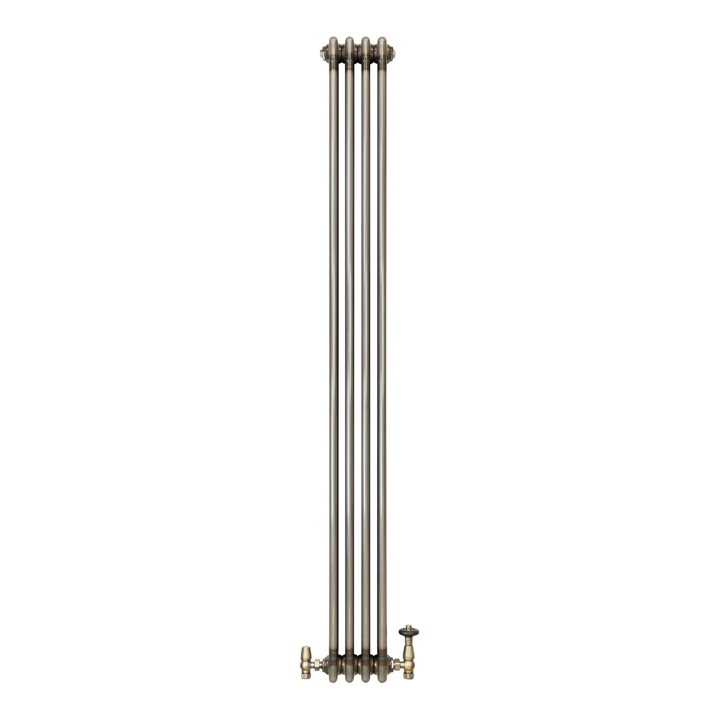 Traditional 3 Column Radiator & Valves – 1800mm x 200mm - Raw Metal