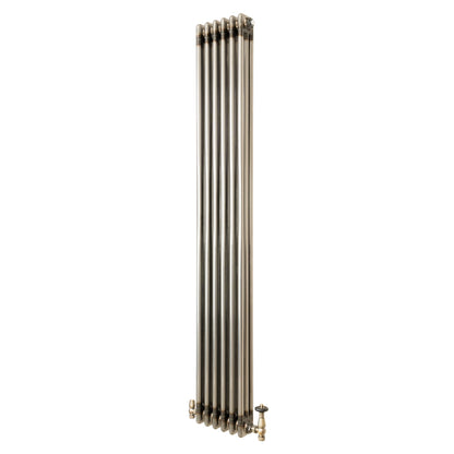 Traditional 3 Column Radiator & Valves – 1800mm x 290mm - Raw Metal