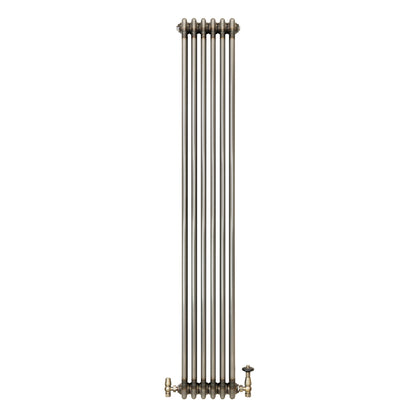 Traditional 3 Column Radiator & Valves – 1800mm x 290mm - Raw Metal