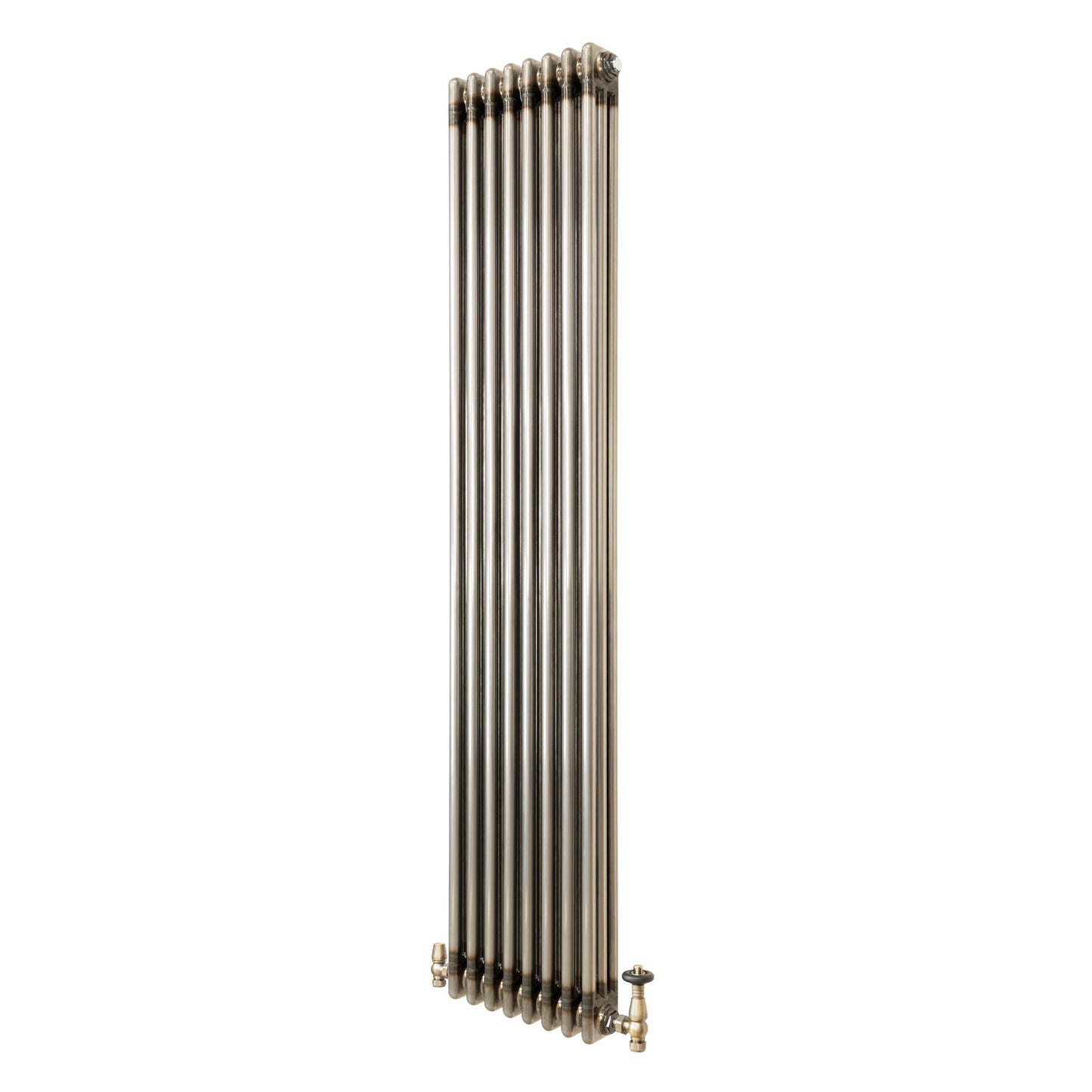 Traditional 3 Column Radiator & Valves – 1800mm x 380mm - Raw Metal