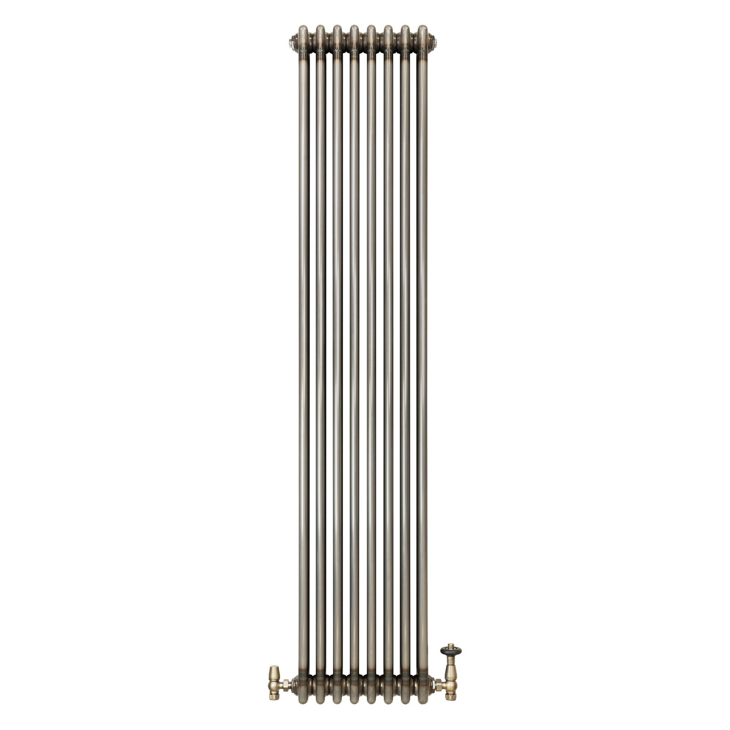 Traditional 3 Column Radiator & Valves – 1800mm x 380mm - Raw Metal