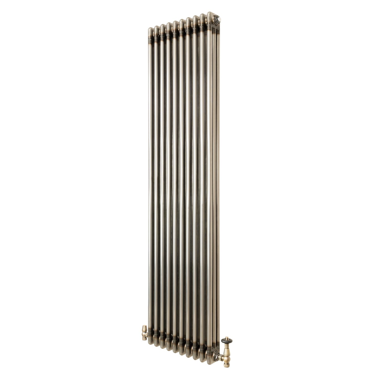 Traditional 3 Column Radiator & Valves - 1800 x 470mm - Raw Metal