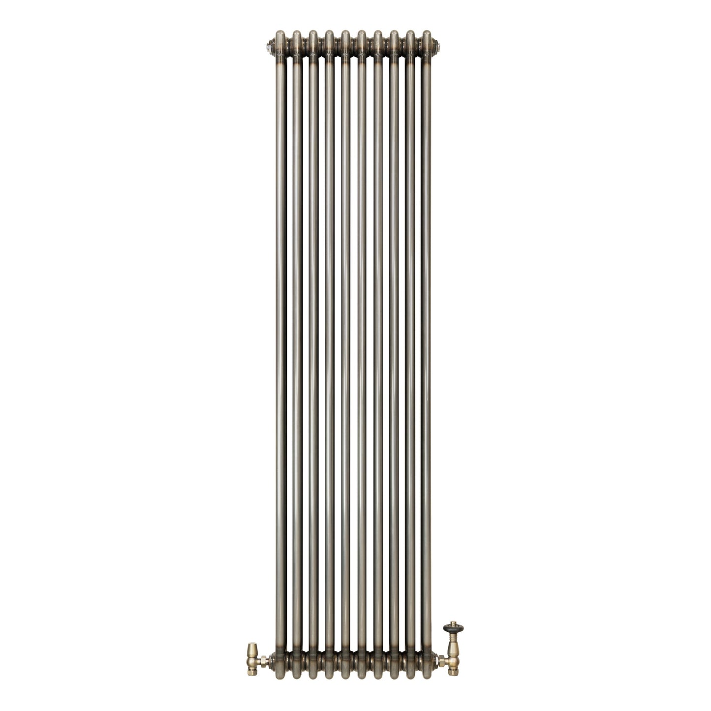 Traditional 3 Column Radiator & Valves - 1800 x 470mm - Raw Metal