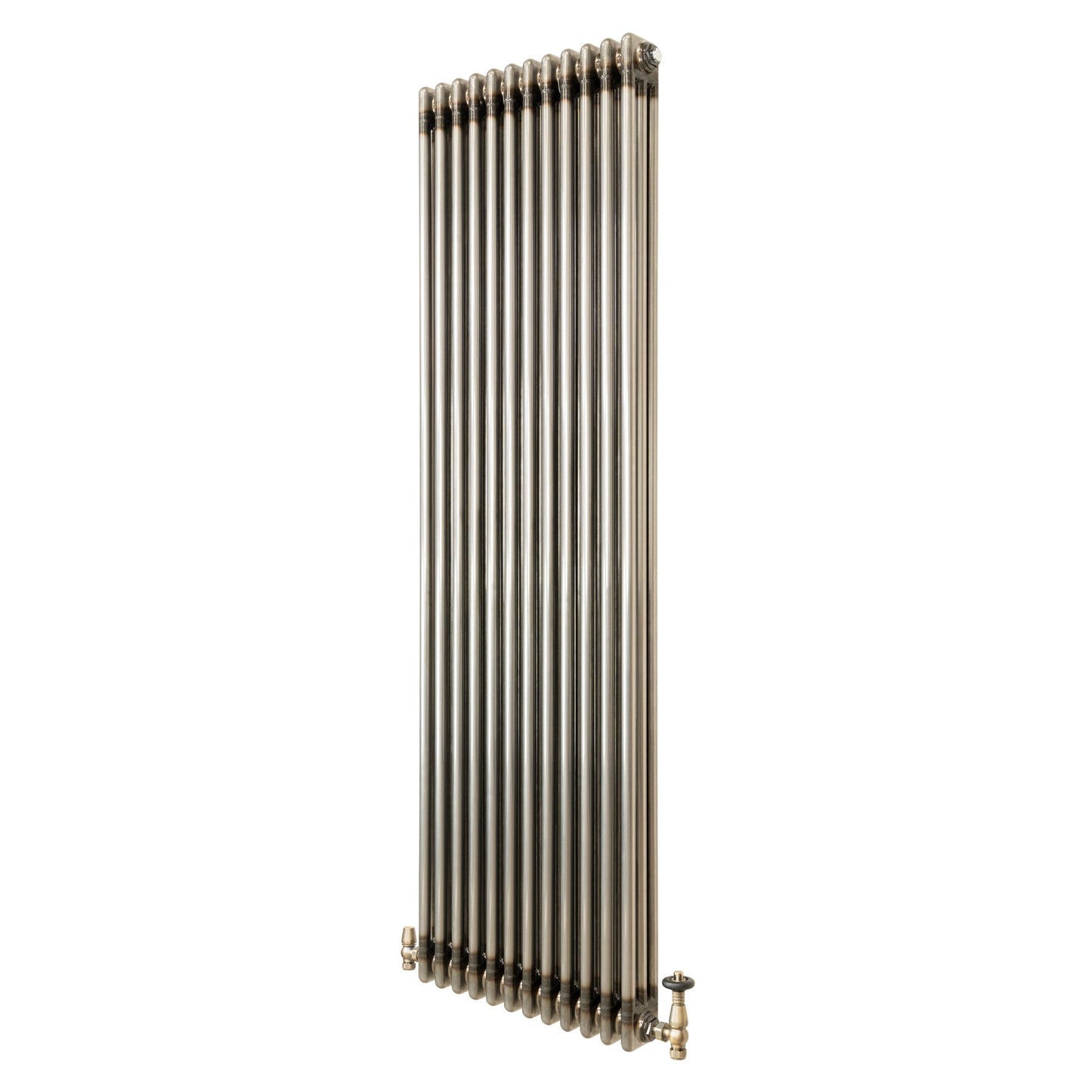 Traditional 3 Column Radiator & Valves - 1800 x 560mm - Raw Metal