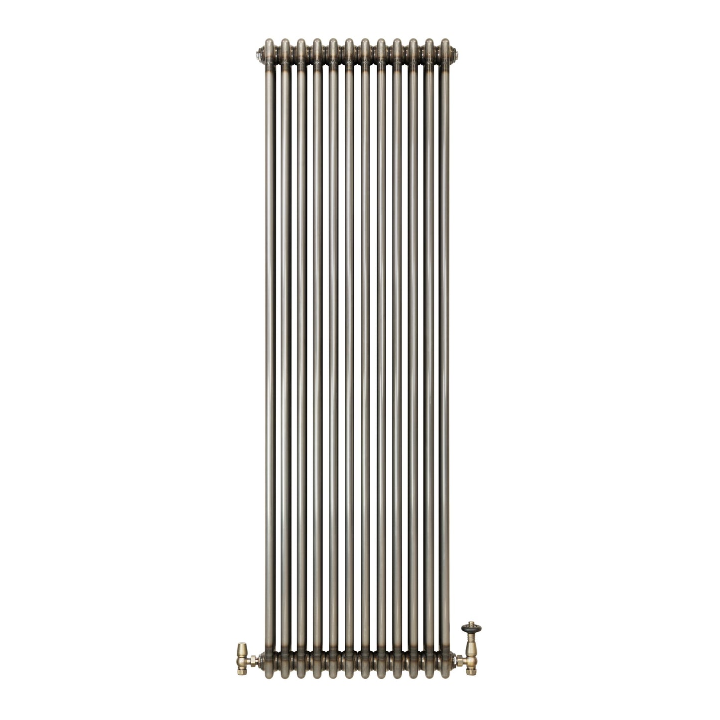 Traditional 3 Column Radiator & Valves - 1800 x 560mm - Raw Metal