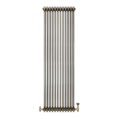 Traditional 3 Column Radiator & Valves - 1800 x 560mm - Raw Metal