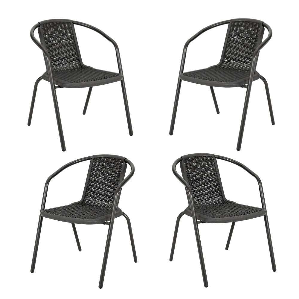 PE Rattan Stacking Garden Chairs – Set of 4