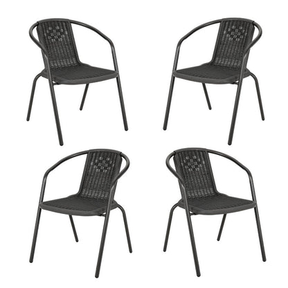 PE Rattan Stacking Garden Chairs – Set of 4