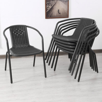 PE Rattan Stacking Garden Chairs – Set of 4