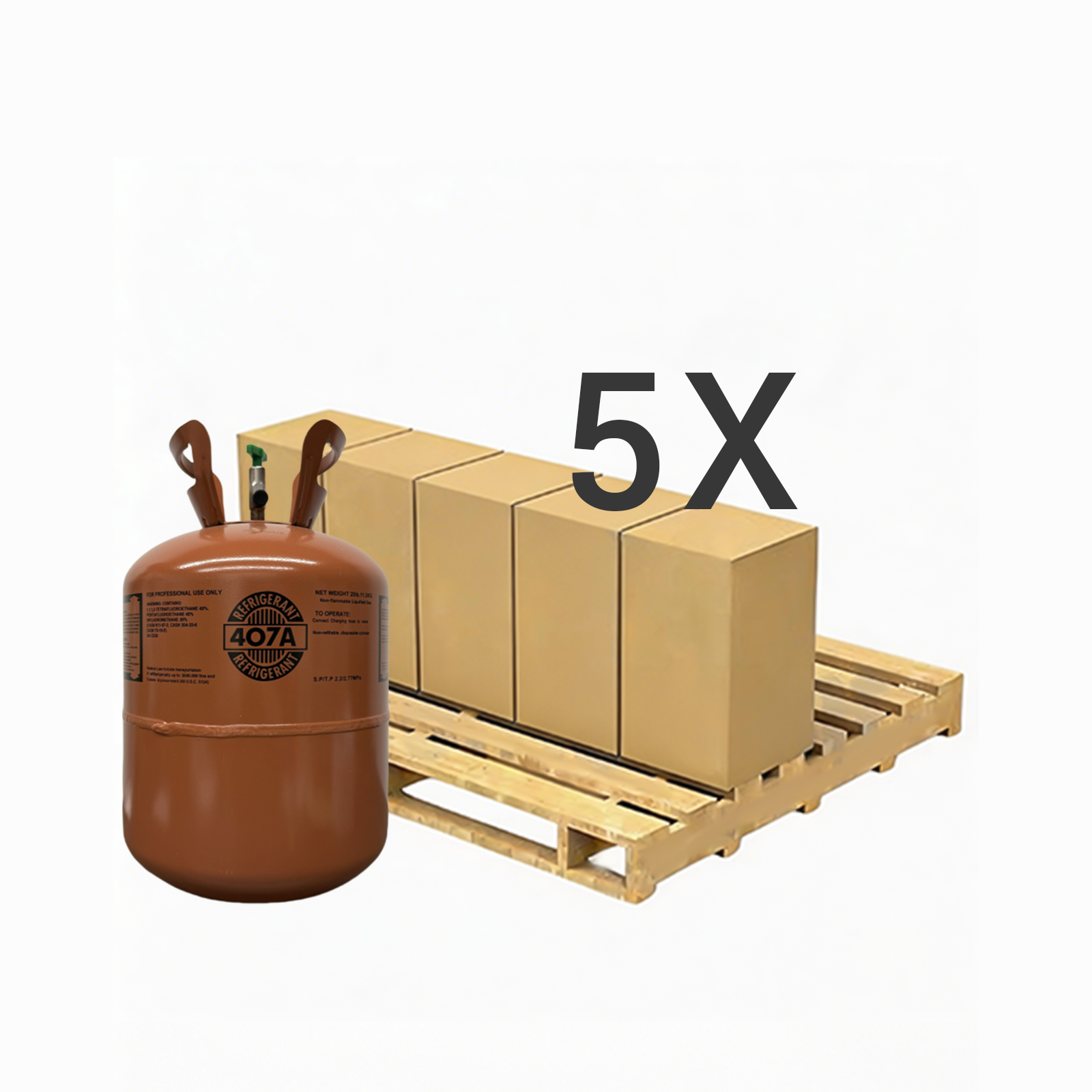 25LB R407A (R-407A) Refrigerant Gas | 5 Cylinders