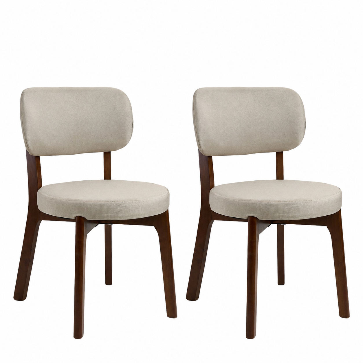 Beige Upholstered Dining Chairs – Set of 2