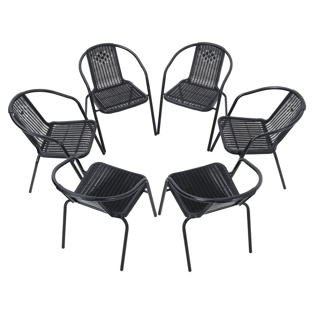 PE Rattan Stacking Garden Chairs – Set of 6