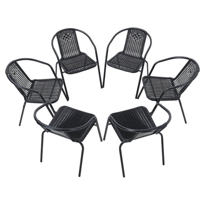 PE Rattan Stacking Garden Chairs – Set of 6