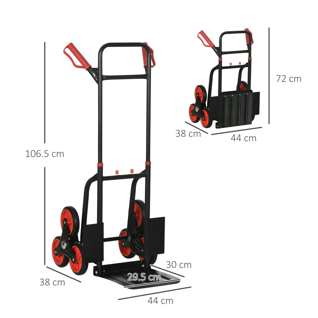 Foldable Steel Stair Climbing Trolley – 120kg Red