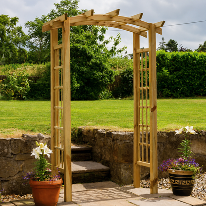 Curved Top Garden Arch with Trellis